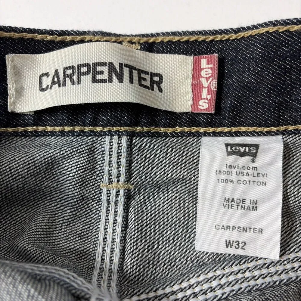 NWT Signature By Levi Strauss Men’s Denim Carpenter Shorts Dark Wash Blue Sz 32
